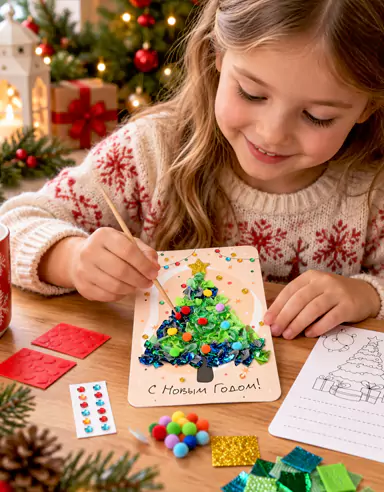 Kit DIY de artesanato com adesivos tridimensionais de Natal infantil